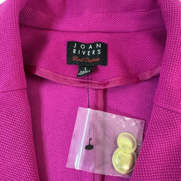 Joan Rivers Vintage Red Carpet Fuchsia Pink Gold Button Jacket – Size L NWOT - Picture 6 of 10